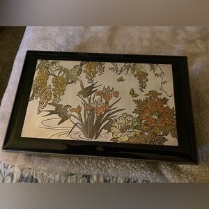Vintage lacquer and metal music, jewelry box